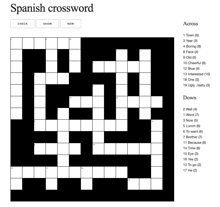 10 Awesome Online Spanish Crossword Puzzle Websites