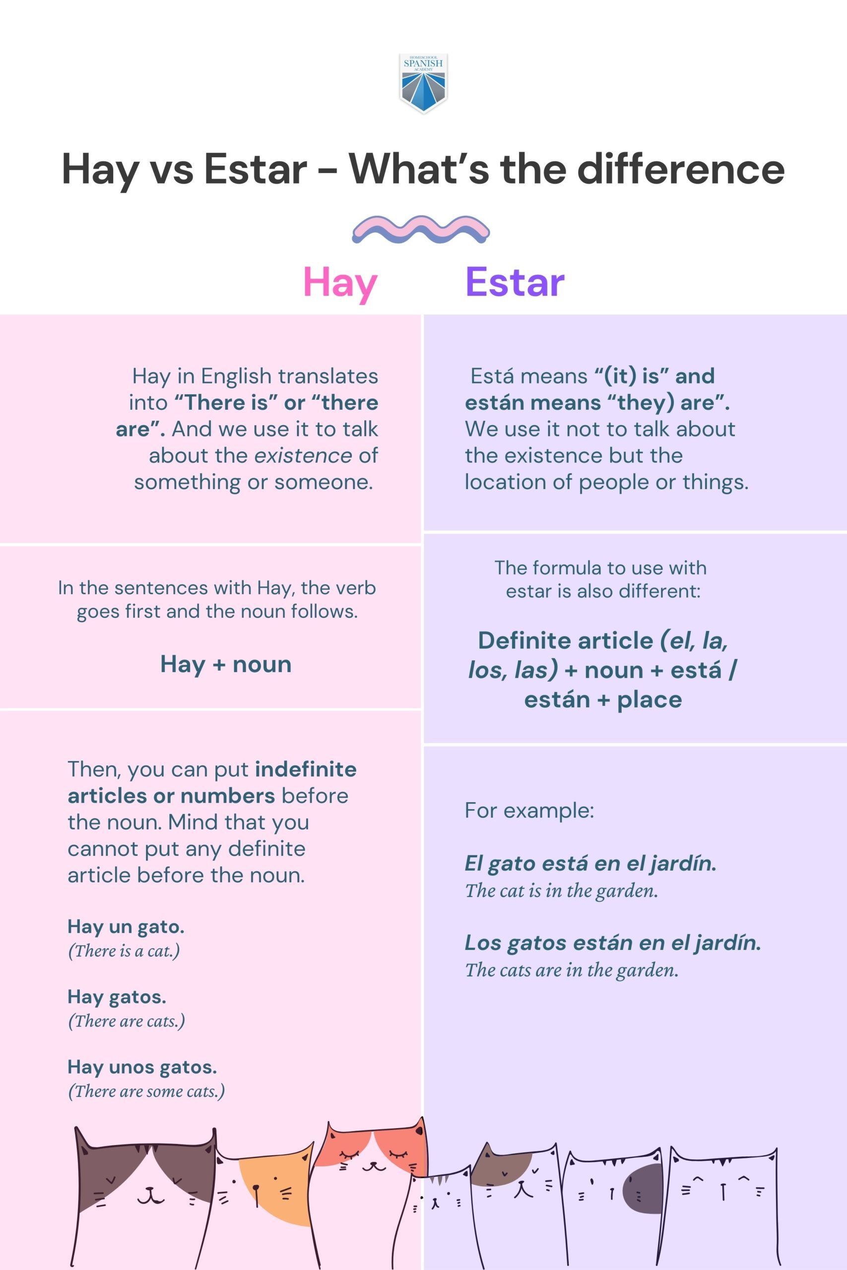 What does hay mean in spanish and when to use est instead 